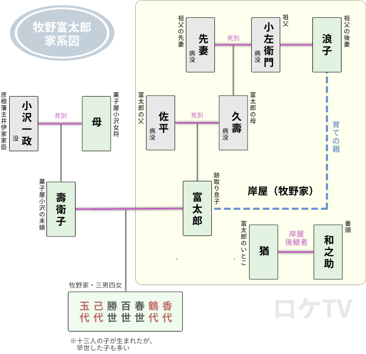 牧野富太郎の家系図、子供